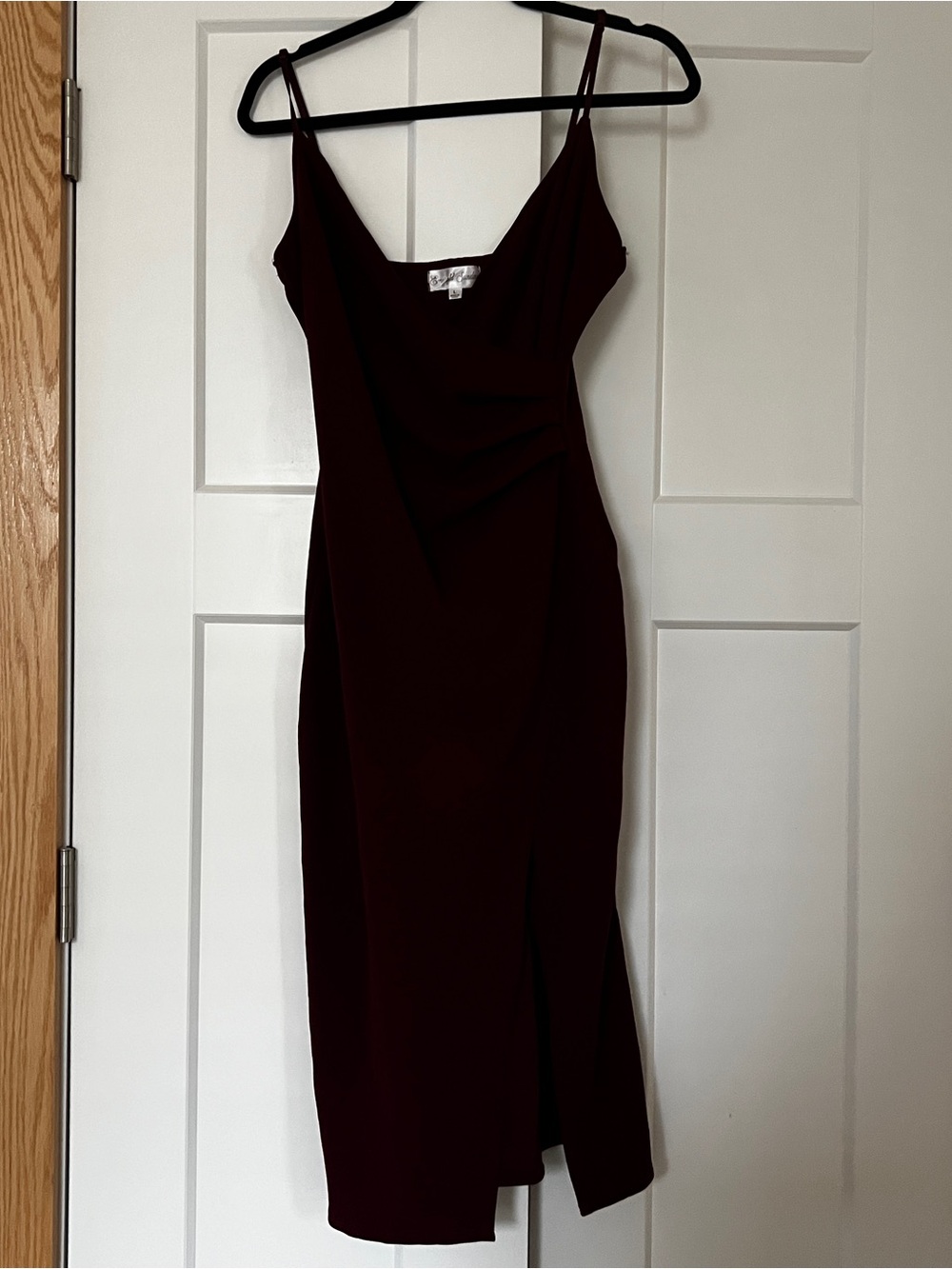 Emerald Sundae Burgundy Spaghetti Strap Midi Dress